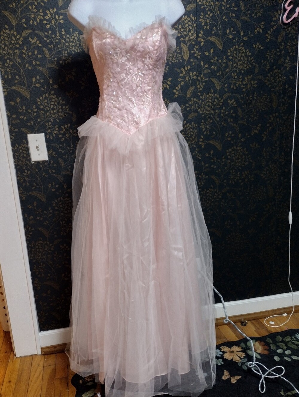 NEW Gunne Sax Jessica McClintock Blush Pink Satin Dress